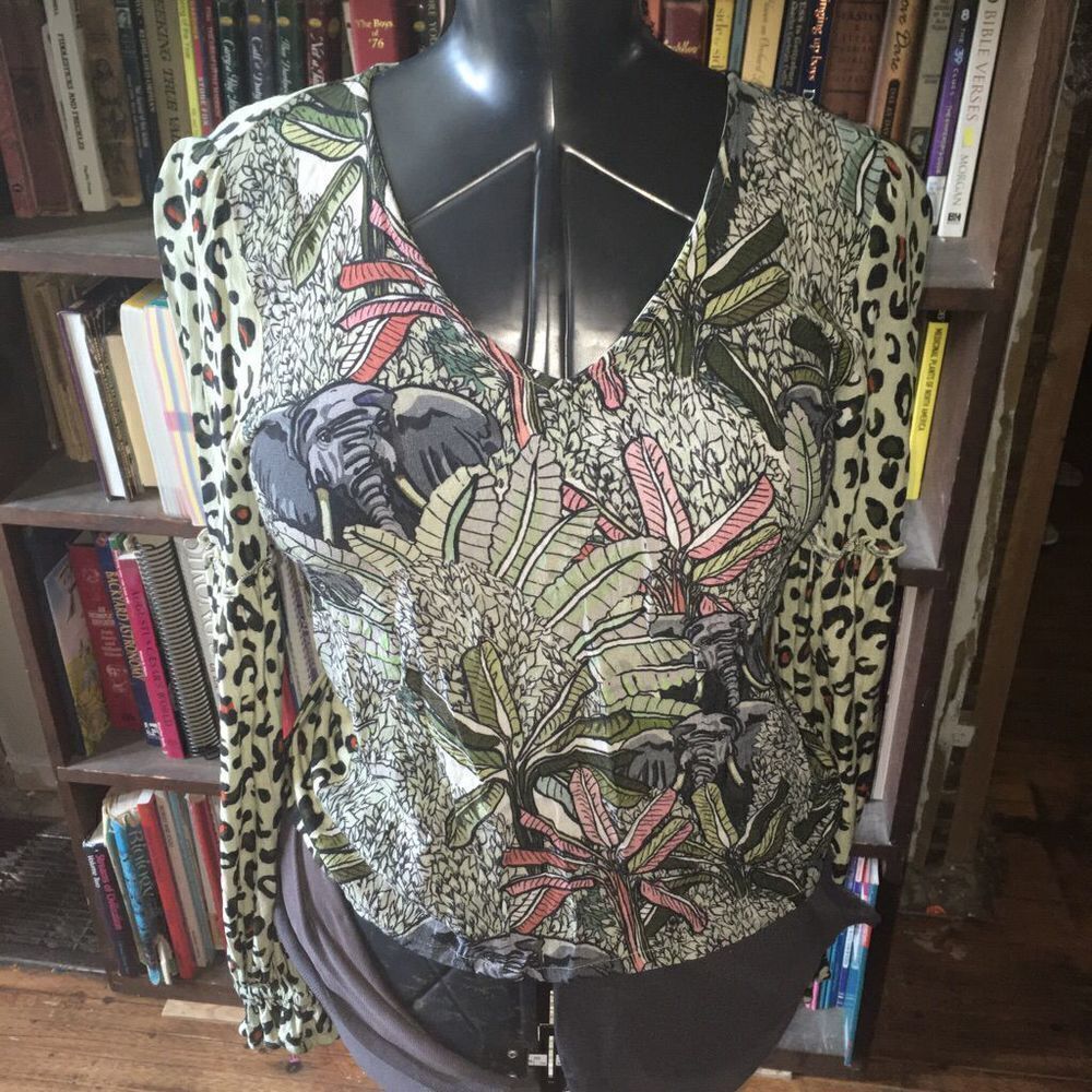Blink London leopard print S boho flowy lightweight blouse